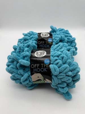 Lot of 2 Lion Brand Off The Hook Loop Yarn Color Aquamarine 3.5 Oz New