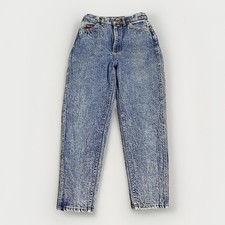 Vtg Lee Acid Wash Denim Jeans Mom High Waist Tapered Women  s 10 Petite 26x27 USA