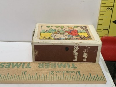 VTG 6 SIDED MATCHBOX FAIRYTAIL NURSERY RHYMES WOOD BLOCK PUZZLES WESTERN GERMANY