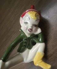 Vintage Pointy Ears Ceramic Christmas Pixie Elf Gnome Figurine Red Hat Ireland