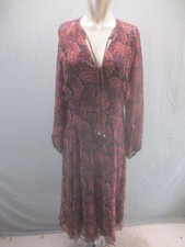 Tommy Hilfiger Size 6 Womens Multicolor Long Sleeve V Neck Front Tie Dress 153
