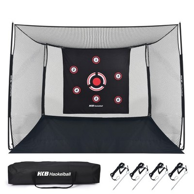 10x8x6ft Golf Practice Net Heavy-Duty Steel Frame Golf Hitting Net+Target Cloth