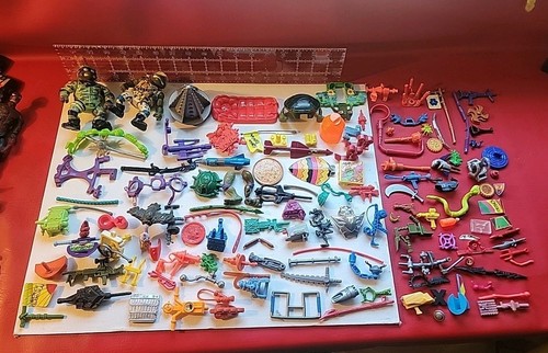 80s Teenage Mutant Ninja Turtles TMNT Figures Weapons & Accessories Lot Of 130