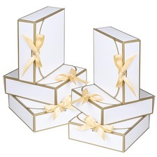 10 Pack 6 Point 5x6 Point 5x2 Inch Small White Gift Boxes With Ribbons
