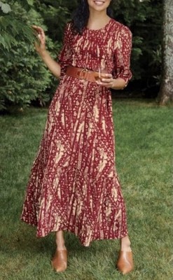 Soft Surroundings Marlais Bohemian Smocked Maxi Dress Sun Dried Tomatoes size 14