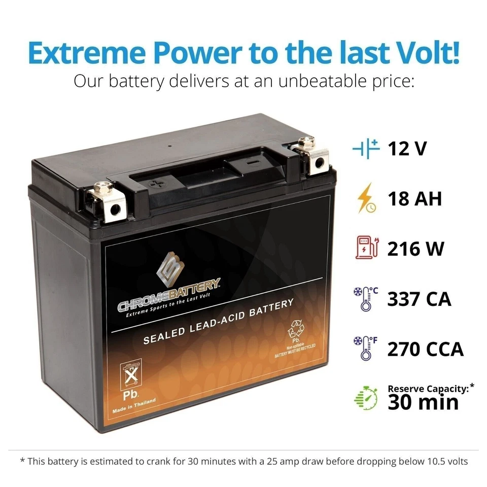 Batería de motocicleta YTX20-BS para Harley-Davidson XLX-61, XR1000 1000CC 83-'85 Foto 3 de 4