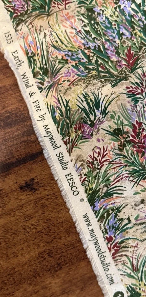 Maywood Studio Fabric EARTH WIND & FIRE Grass Floral 37 x 44” - Image 3 of 3