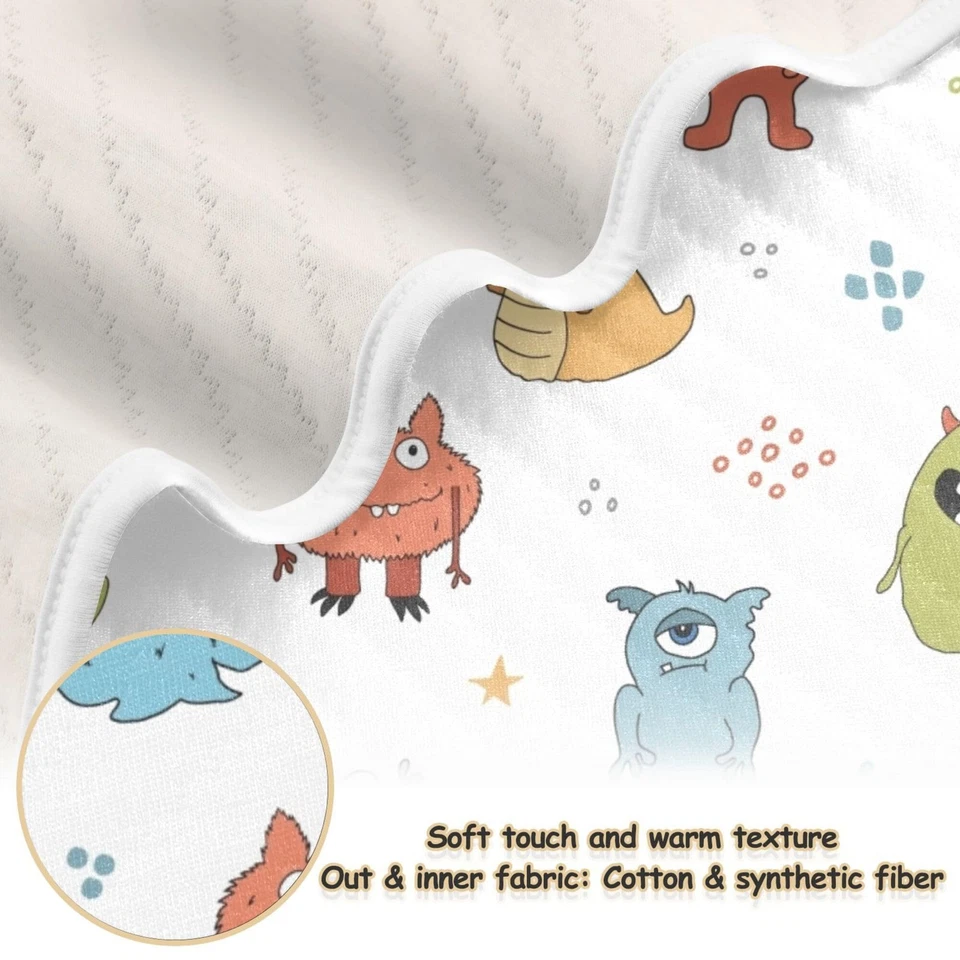Linda Manta de Bebé Monstruos para Niños Niñas Niños con Algodón Suave, Linda Acogedora Wa... Foto 3 de 4