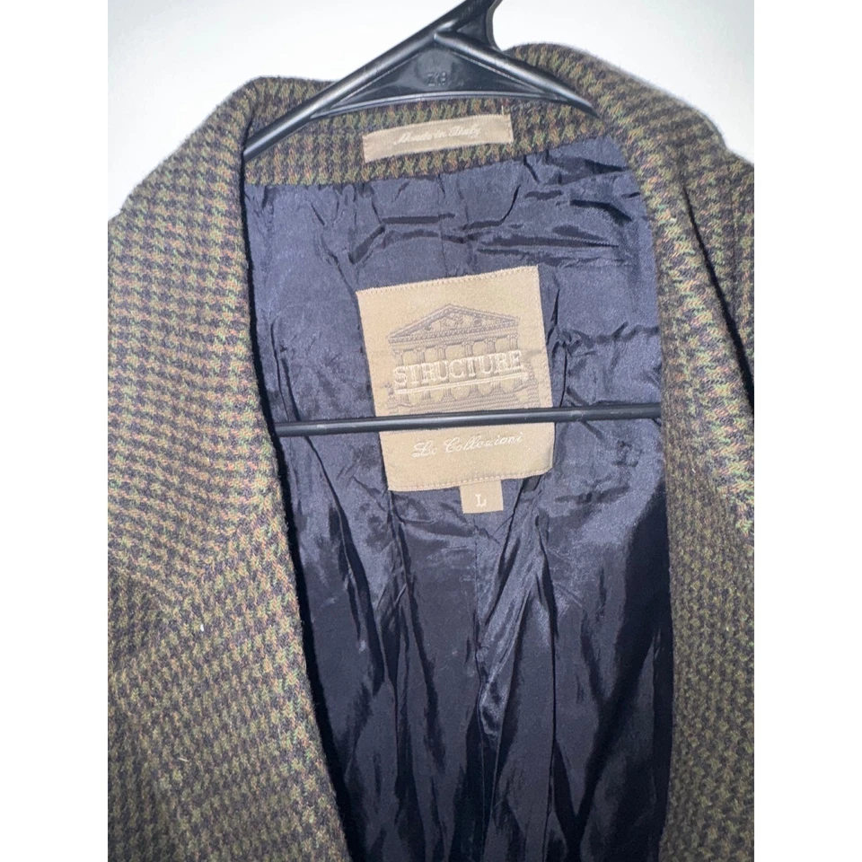 Structure Mens Houndstooth Blazer Jacket Italian Fabric Made in Italy - Image 2 of 4