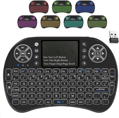 IDEALROYAL Wireless Mini Keyboard with Touchpad Mouse, 7 Colors RGB Backlit, ...