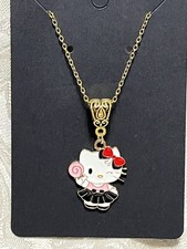 Sanrio Hello Kitty Whimsical Charm Cartoon Adorable Pendant Gold Necklace 18  