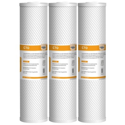 3 Pack 20x4.5'' 5μm Big Blue CTO Carbon Block Water Filter Whole House Cartridges