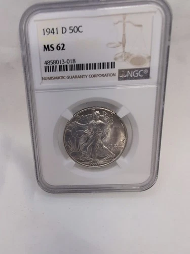 1941 D  NGC MS62 Walking Liberty Silver Half Dollar