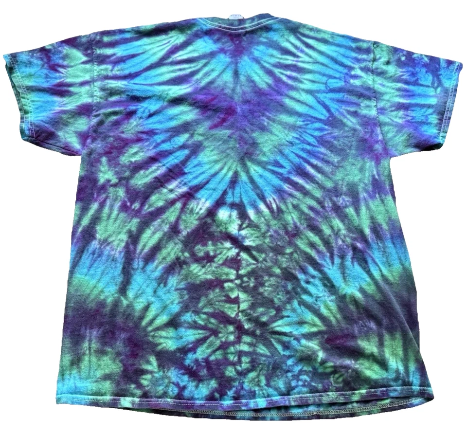 Camiseta De Colección Años 00 Tie Dye XL Azul Púrpura Verde S/S Unisex Hippie Boho Camiseta Colorida Foto 2 de 4