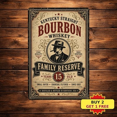 Premium Bourbon Whiskey Vintage Distillery Advertisement Metal Tin Sign