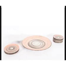Vintage MCM Santa Anita Ware Pink Brown Swirl Vreni Plates, Platter 15 pieces 