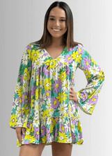 Classy Cozy Cool: Women's Skyler Floral Print Long Sleeve Mini Dress Sz Sm NEW