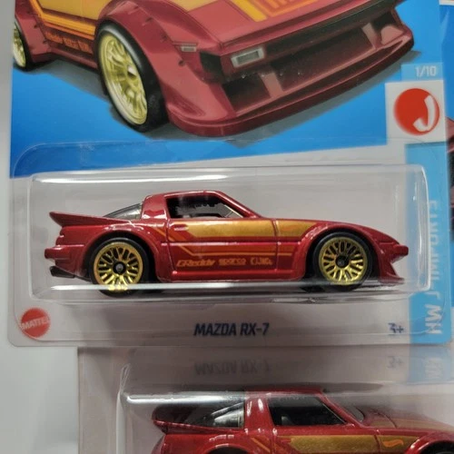 Hot Wheels HW J-Imports Mazda RX-7 Maroon Red Greddy Tampo 1/10 Lot x2