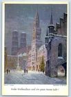 Munich Bavaria Germany Postcard Snow Scene in Marienplatz c1930's Vintage