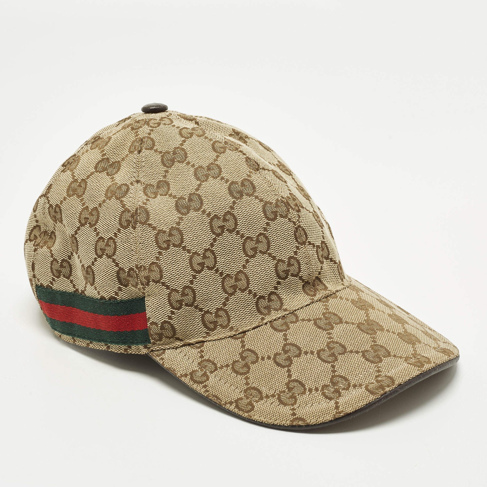 Gucci Beige Original GG Canvas Web Detail Baseball Cap S