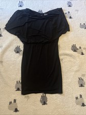 Billie Blossom Black Glitter Knee Length Evening Dress Size 8 free uk tracked pp