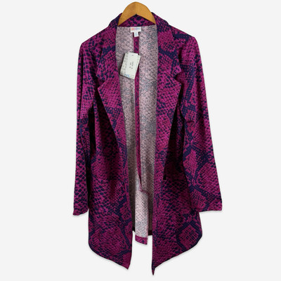 Lularoe NWT Jacket Long Purple Snake Print Size XL Knee Length Stretch 310-16