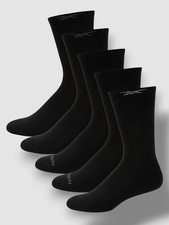 Reebok Men's Black 5-Pair Pack Classic Crew Cut Cushion Socks Shoe 6-12