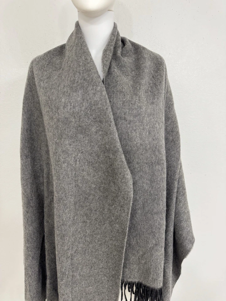 Max Mara Cachemira 2X Cachemira Mantón Bufanda Gris Oscuro Italia Unisex 30” x 80” Foto 3 de 4