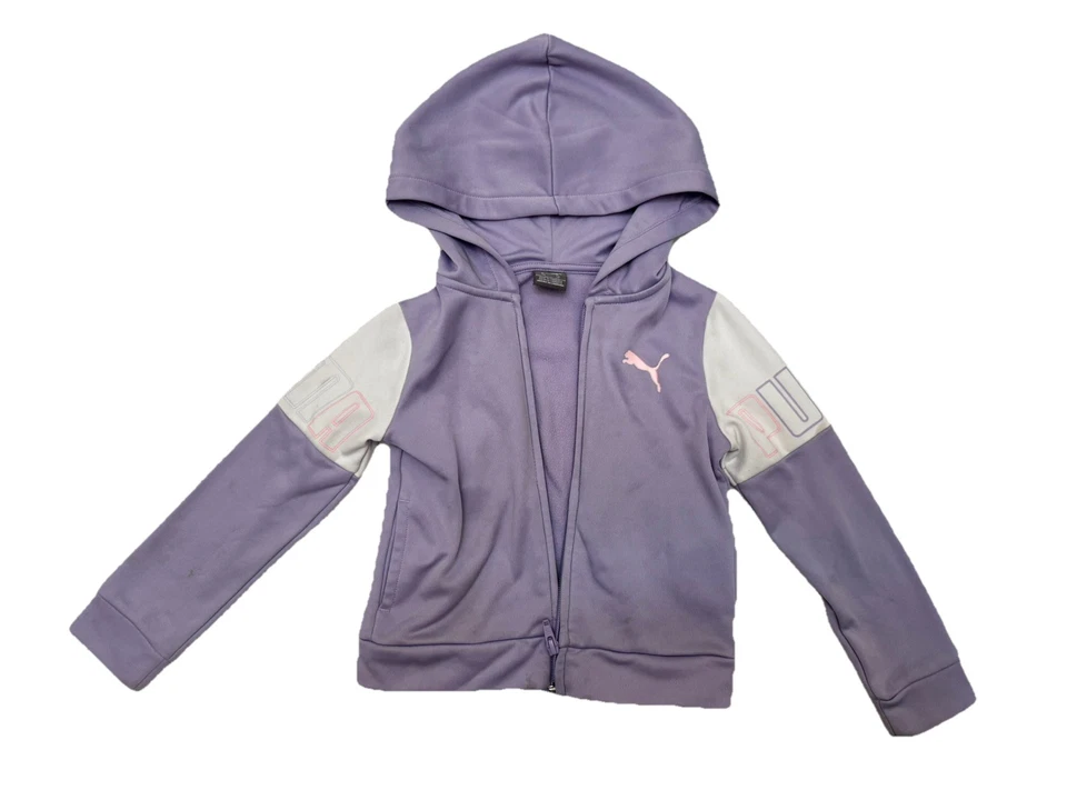 Chaqueta Puma Manga Larga Con Capucha Púrpura Cremallera Niñas Niños Talla 3T Foto 2 de 4