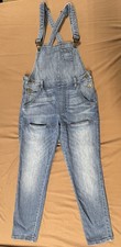 Y2K Guess Overalls Women 26 Blue Distress Denim Raw Hem Light Wash Bibs Jeans