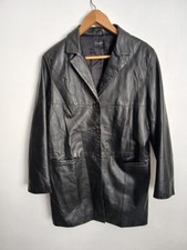 Linea Petite Ladies Leather Coat Jacket Size 44 Inch Chest Black Smart Formal...