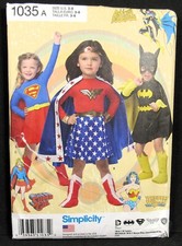 Batgirl Super Girl Wonder Woman Costumes Sizes 3-8 Simplicity 1035 Uncut Pattern