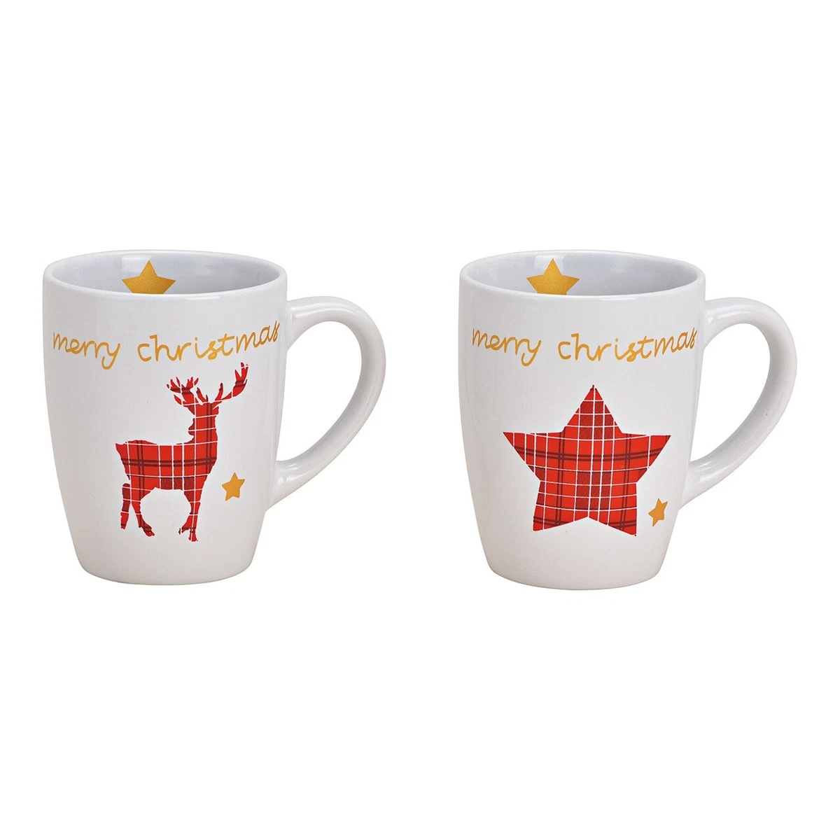 Tasse Becher 2er Set mit süßen Weihnachtsmotiven 350 ml neu Geschenkidee