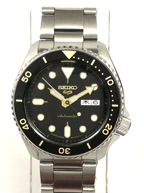 Seiko 5 Sports 4R36-07G0 Day Date St.Steel Black Slv 10 Bar 