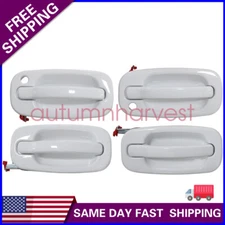 4Pcs White Door Handle For GMC Sierra 2500 HD WT Crew Cab Pickup 4Door 6.6 2004