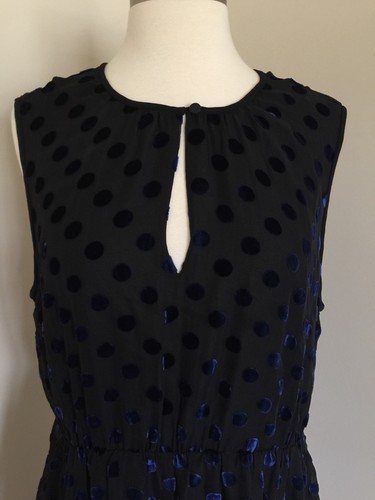 J.CREW SILK VELVET POLKA DOT DRESS 14 BLACK NAVY PARTY F9829 NEW - Picture 6 of 11