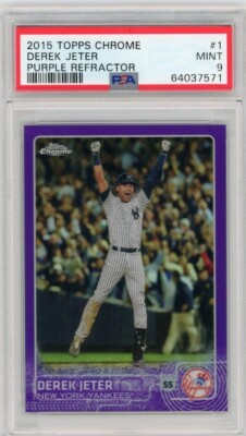 Derek Jeter 2015 Topps Chrome New York Yankees Base Purple Refractor 11/250 PSA9