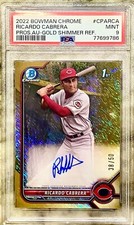 2022 Bowman Chrome Ricardo Cabrera Gold Shimmer 1st Prospect Auto /50 PSA 19