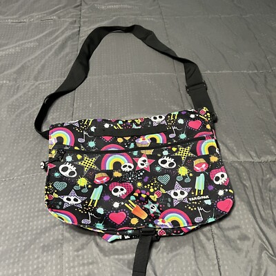 Yak Pak Messenger Bag Purse Skull Rainbows Hearts Popsicles Black