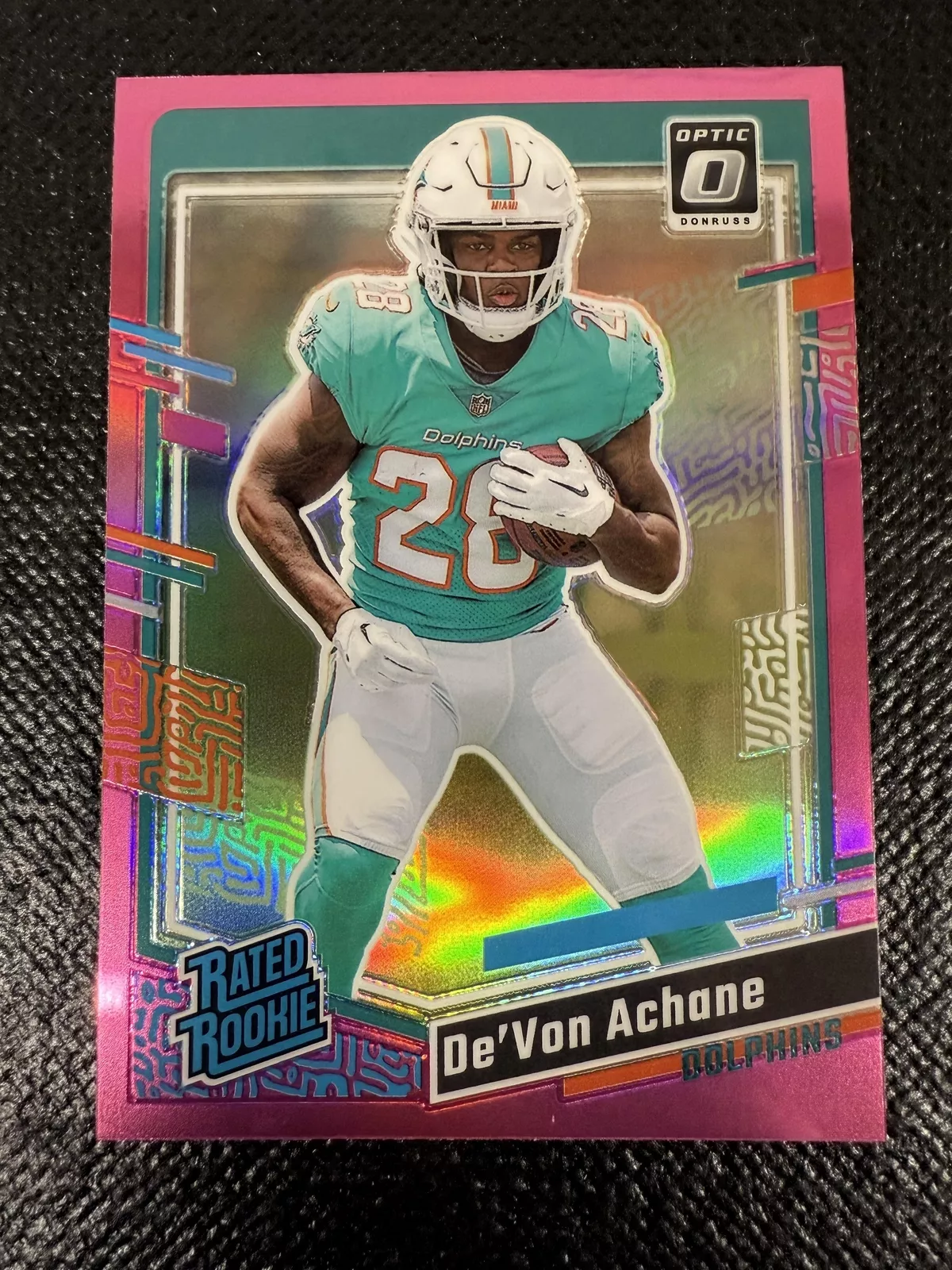 2023 Donruss De'Von Achane Optic Rated Rookie Preview Pink #365