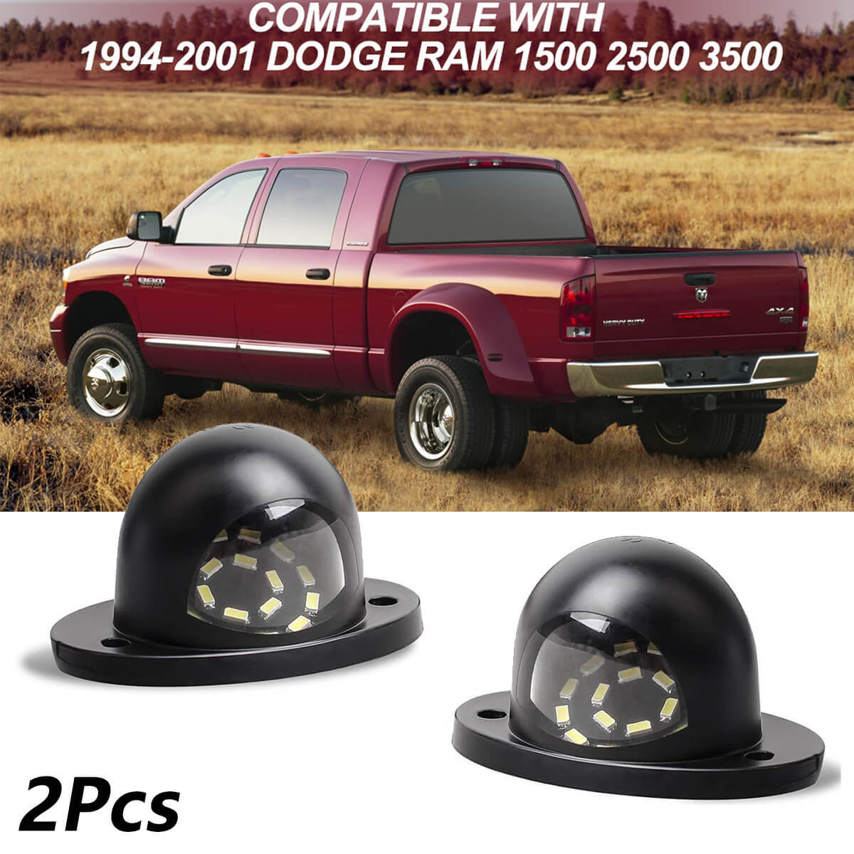2x For 1994-2001 Dodge RAM 1500 2500 3500 LED License Plate Light