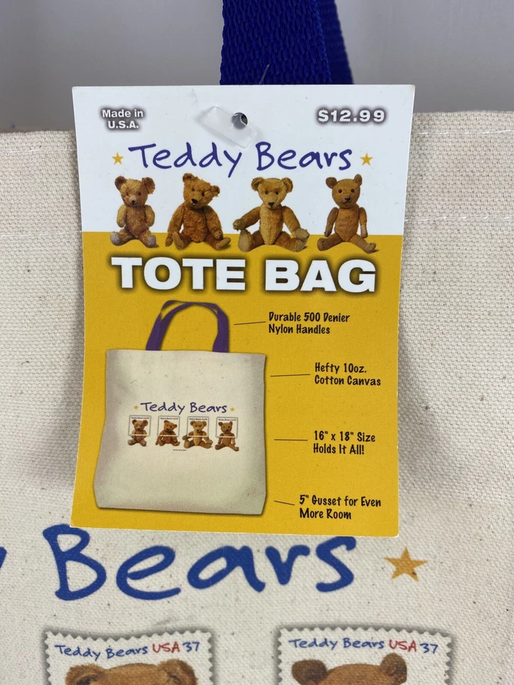 US Postage 2002 Stamps Teddy Bear Sheet of 20 Canvas Tote 4 First Day Cover Pin - Image 4 of 4