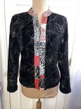Chico s Chicos Size 0 Embroidered Black Floral Oriental Design Jacket