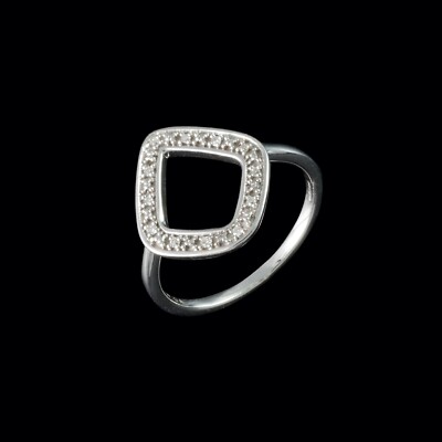 9ct White Gold 0.04ct Riva Diamond Hoop Ring (Size N)