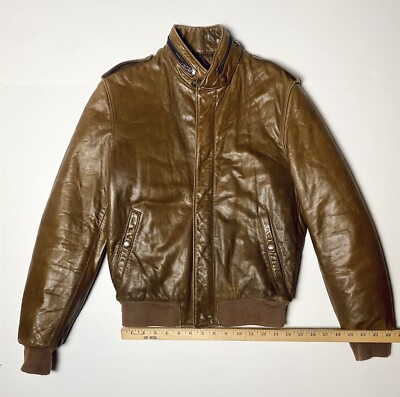 Vintage 70s 80s Michael Heller Motorcycle Leather Jacket Brown