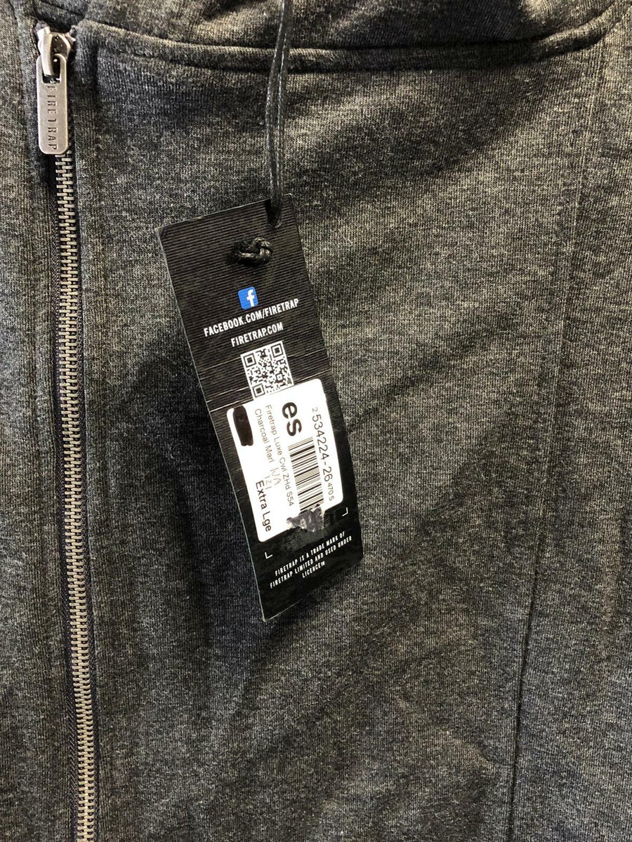 Firetrap Luxe Full Zip Hoodie Charcoal Marl XL TD017 CC 21 | eBay