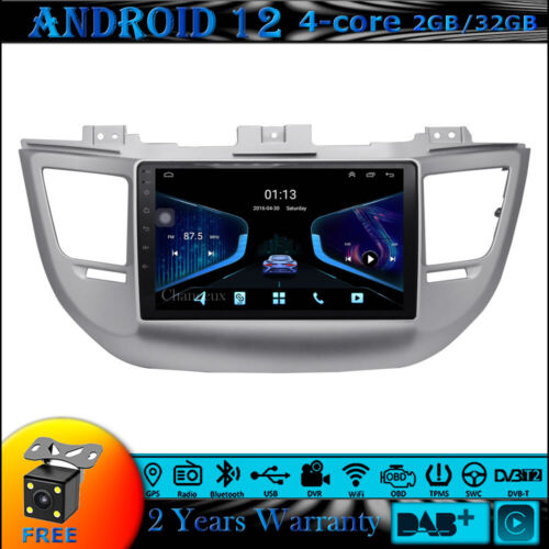 Unità Testa 9""Android 12 Radio GPS SATNavi BT Carplay Per Hyundai Tucson 2015-2018 - Foto 1 di 12