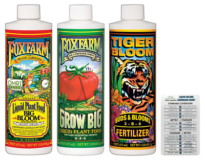 FoxFarm Liquid Nutrient Soil Trio: Big Bloom |Grow Big |Tiger Bloom| 3 Packs USA