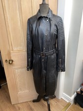 Stunning River Island Real Leather Black Coat Size 12