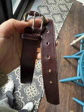 Vintage Etienne Aigner Women's Belt Brown Leather Brass Buckle Sz Medium 35.5  